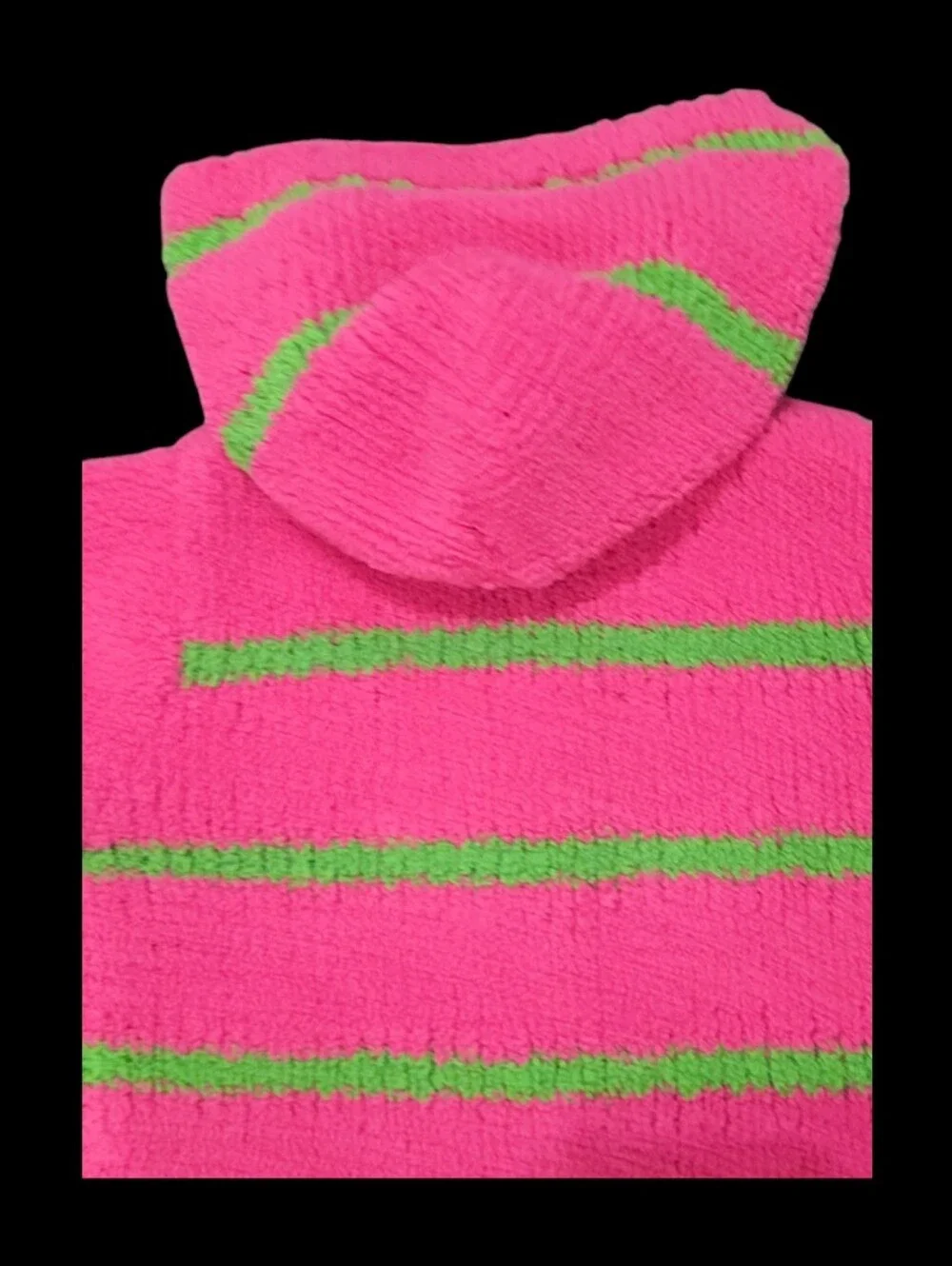 Angel Dear Girl's Chenille Pink and Green Striped Hooded Jacket